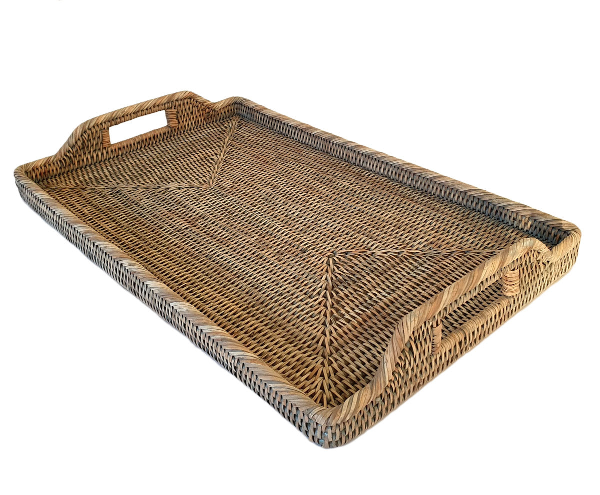 Grey Rattan Large Tray