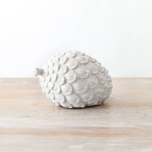 Ceramic White Reactive Glaze Artichoke Ornament Large