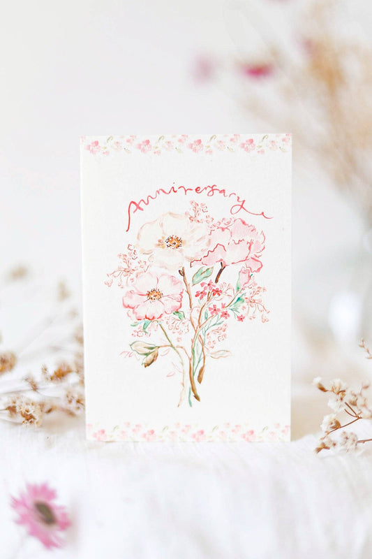 Anniversary Blooms - Hand-Painted Anniversary Card