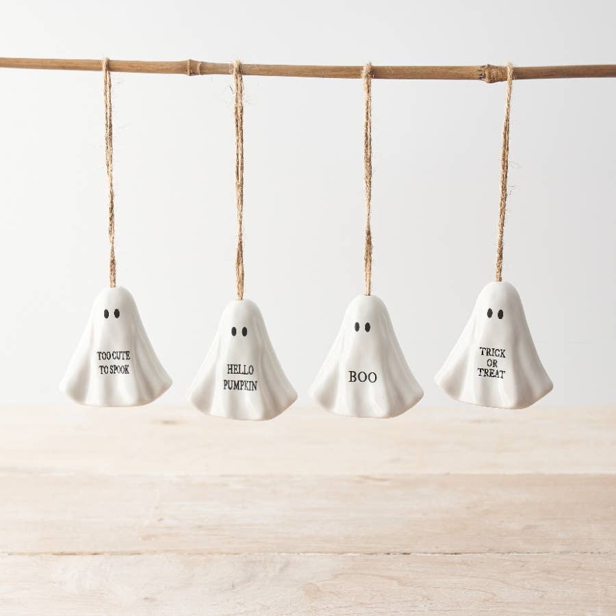 Hanging Hello Pumpkin Ghost Decoration