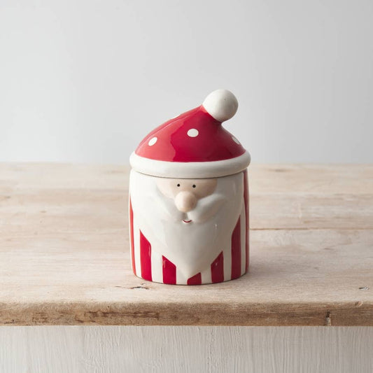 Red Stripe Santa Jar