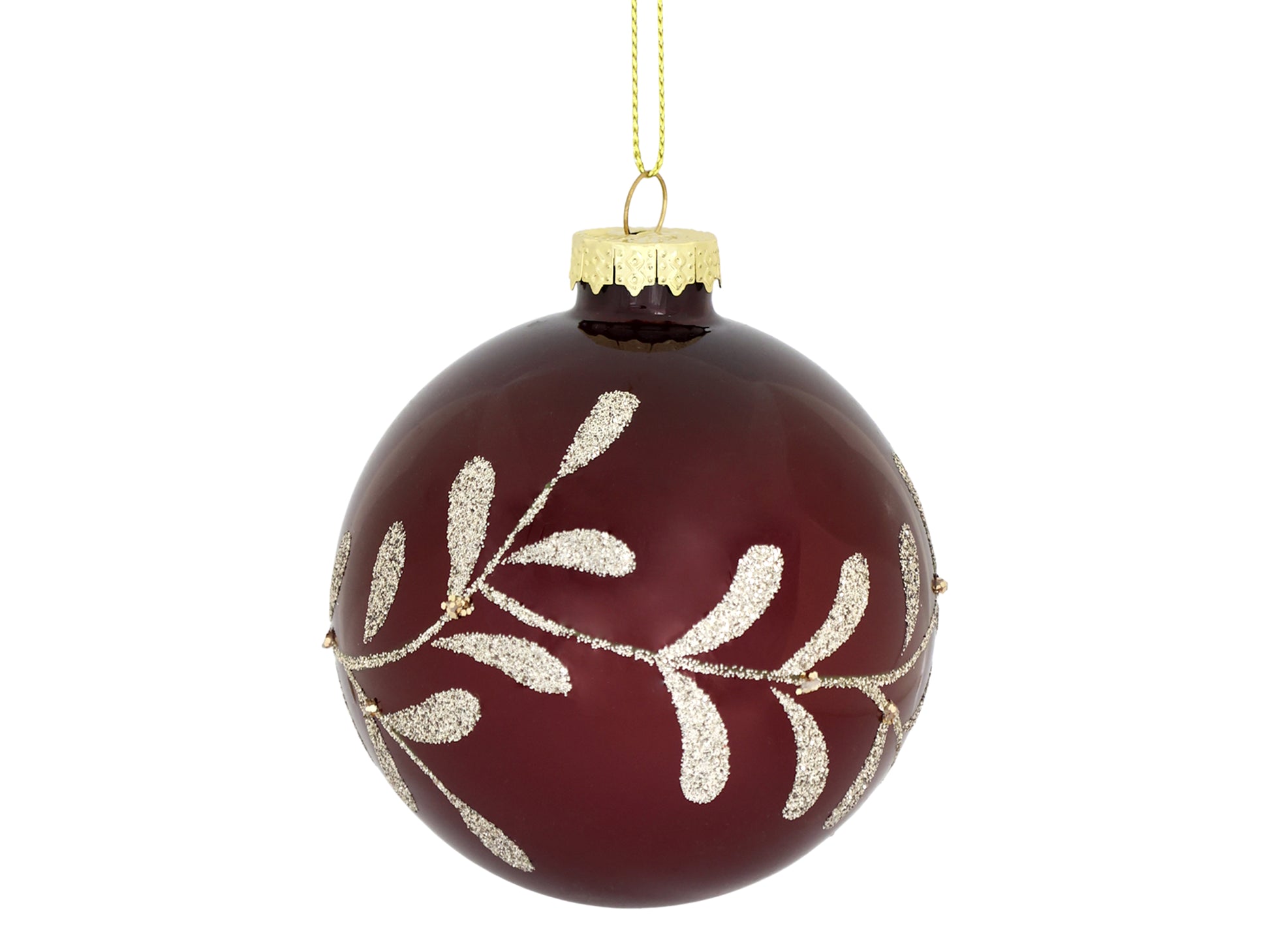 Deep Red Glass Leaf Bauble