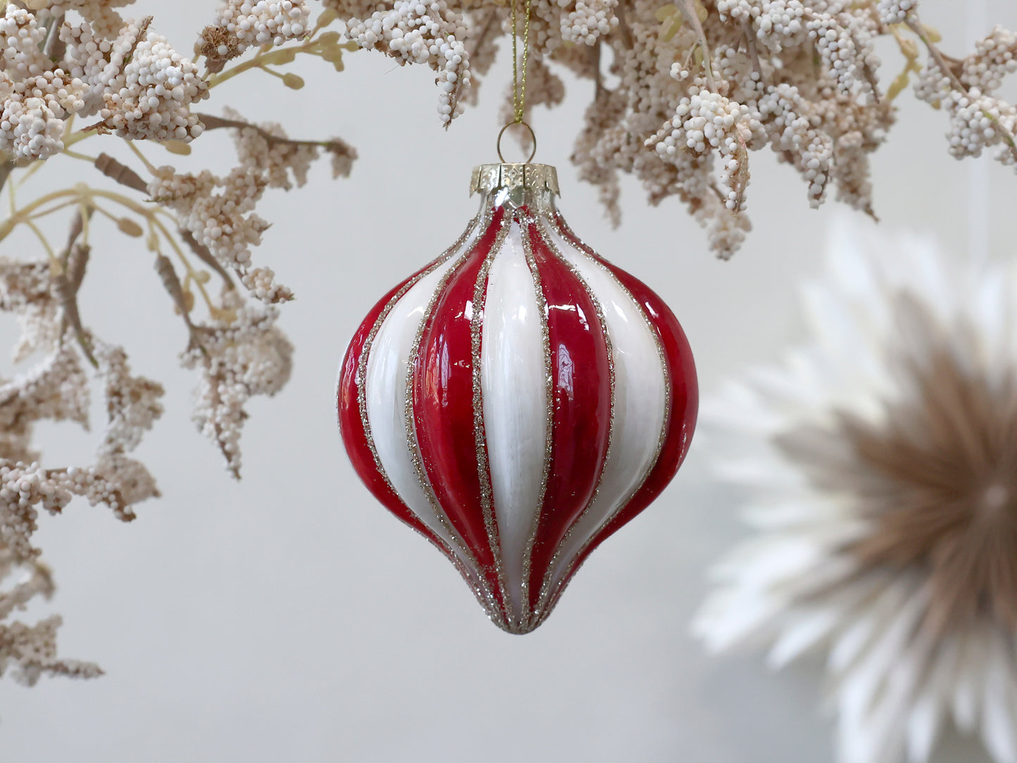 Striped Red & White Bauble