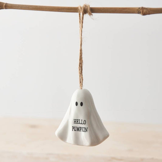 Hanging Hello Pumpkin Ghost Decoration