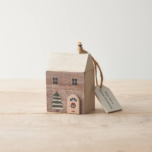 Merry Christmas wooden house deco