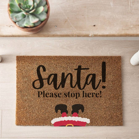 Santa Please Stop Here Doormat