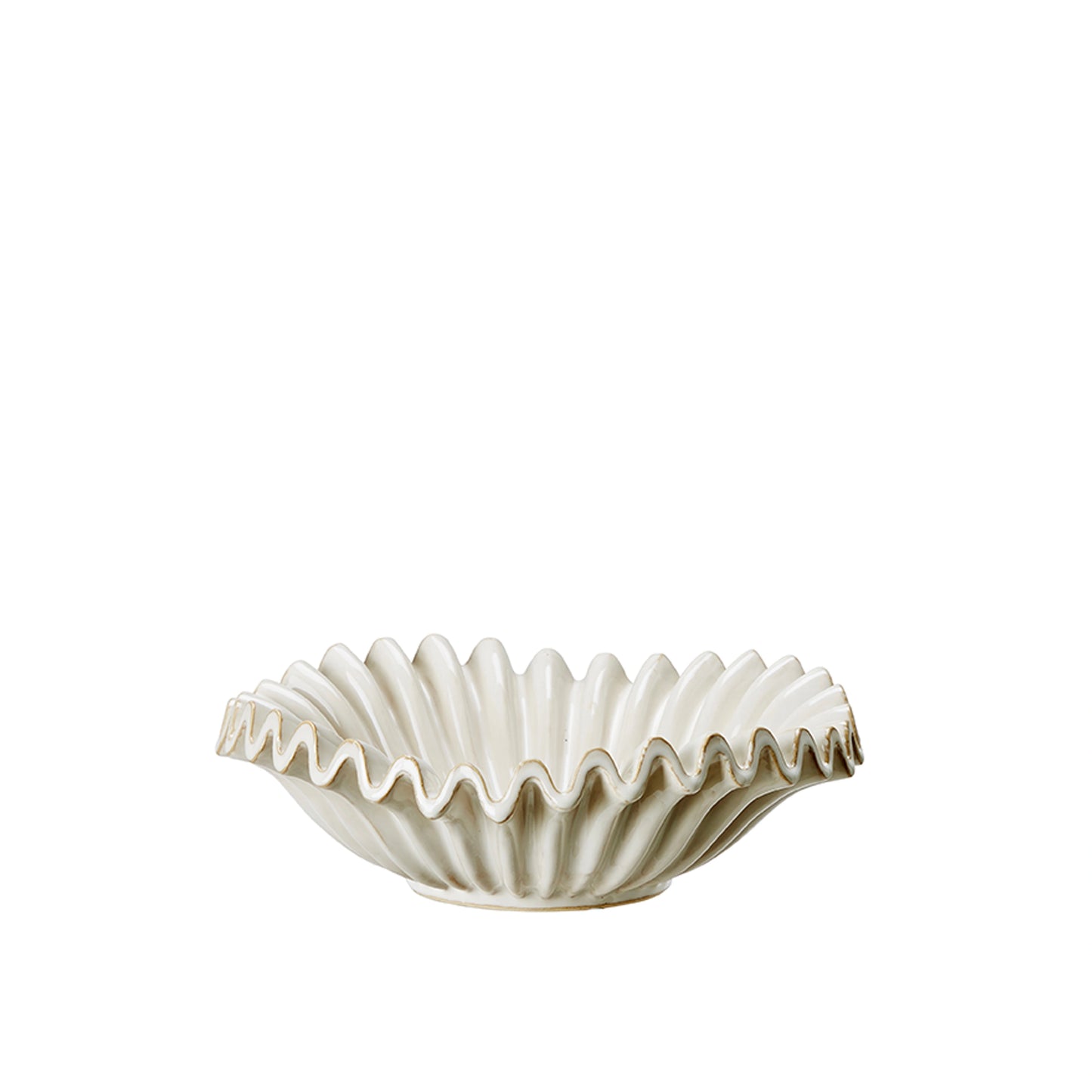 Off White Decorative Ruffle Bowl