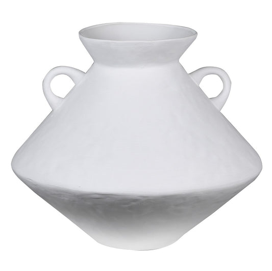 Large White Bulbous Handled Vase