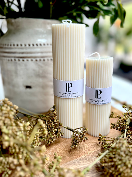 Thin Ribbed pillar candle