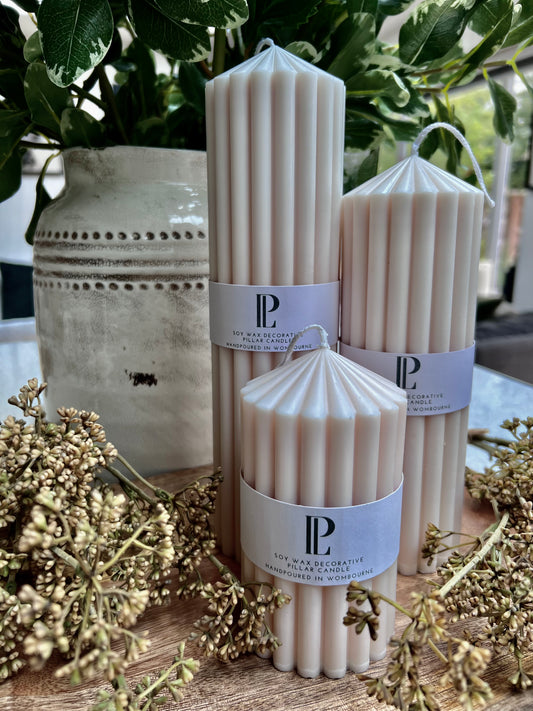 Chunky Ribbed Pillar Candles