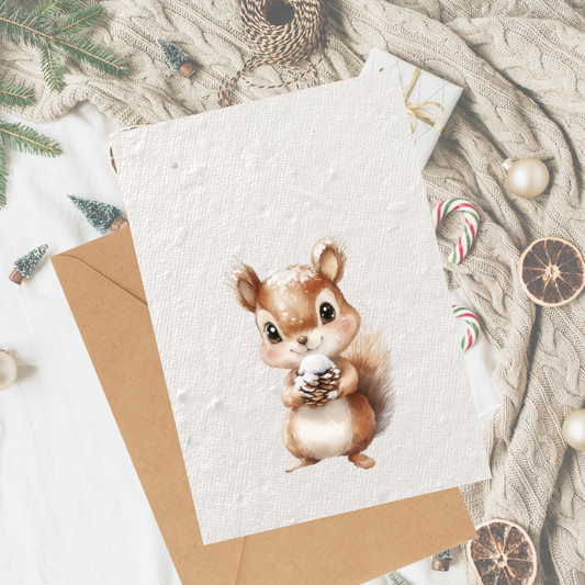 Winter Woodland Squirrel Plantable Card