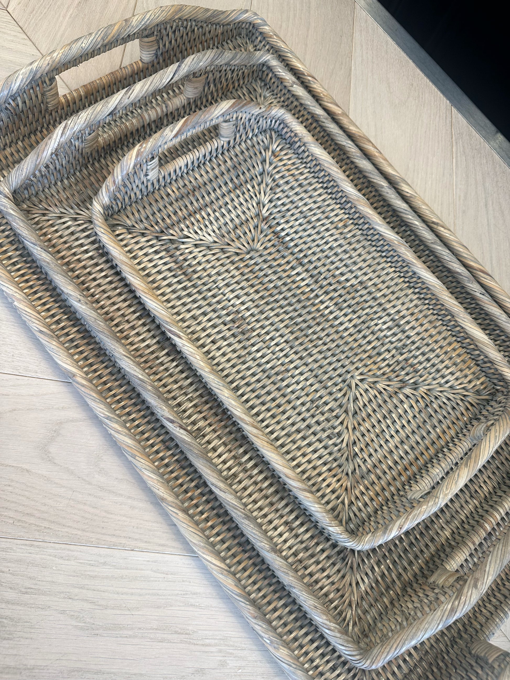 Grey Rattan Large Tray