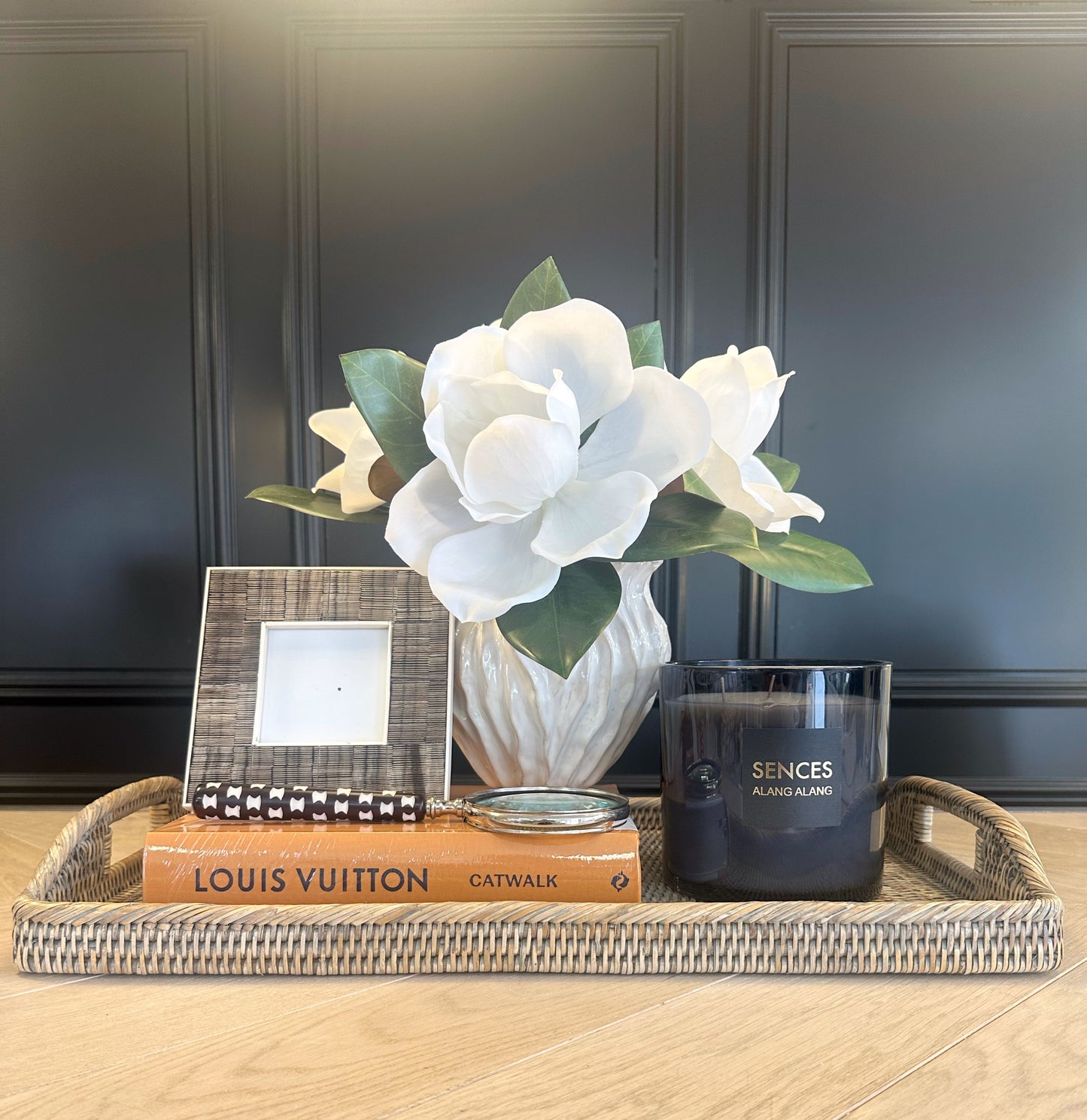 Grey Rattan Large Tray