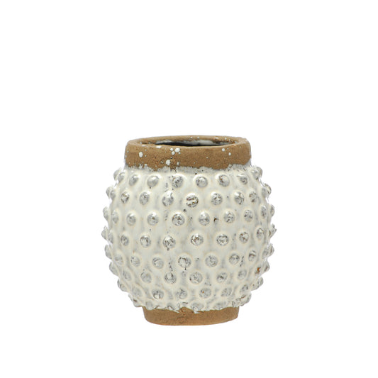 Small White Spotted Terracotta Vase 