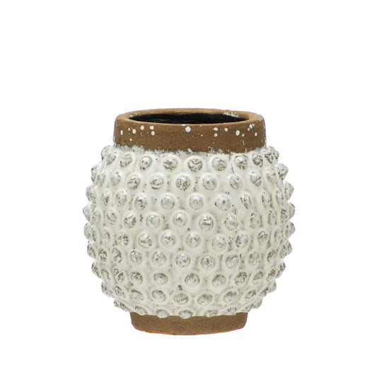 Medium White Spotted Terracotta Vase 