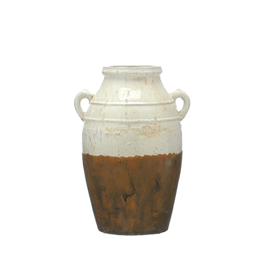 Aged Cream Terracotta Urn Vase