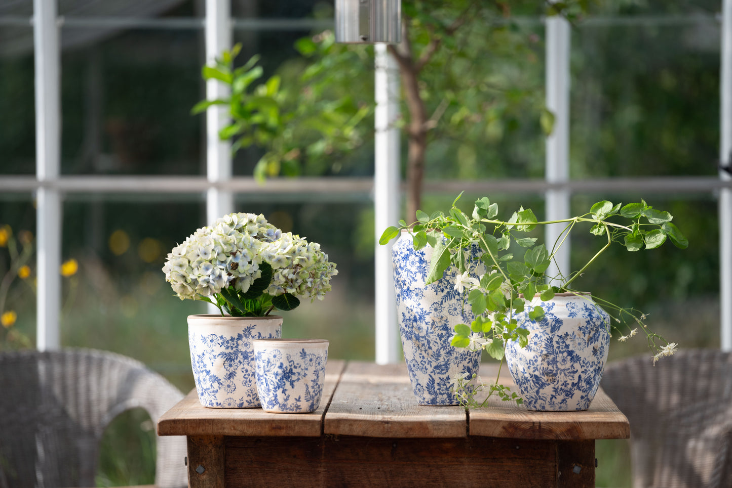 Blue Floral Terracotta Vase