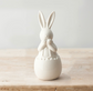 White Ceramic Bunny in Egg