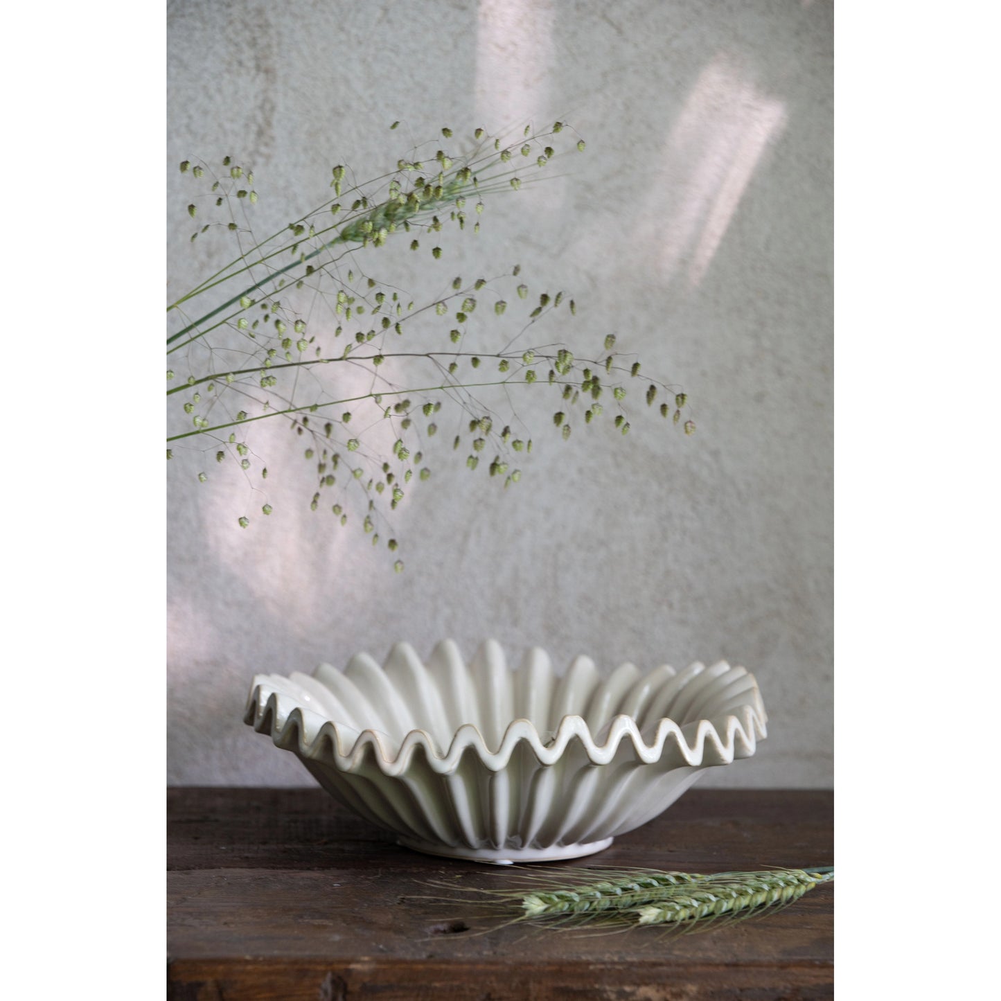 Off White Decorative Ruffle Bowl