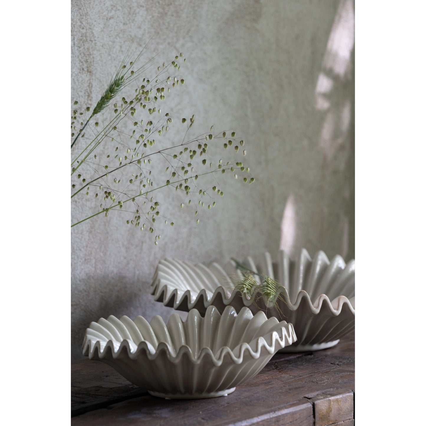 Off White Decorative Ruffle Bowl