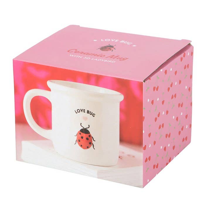 Love Bug Valentine's Day Mug with 3D Ladybug