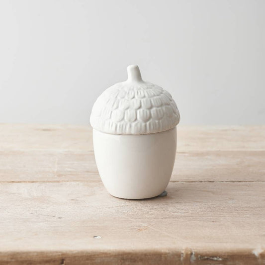 White Acorn Container Small