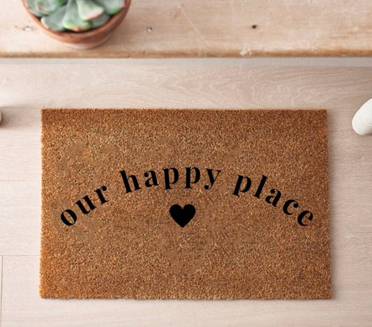 Our Happy Place Door Mat, 60cm