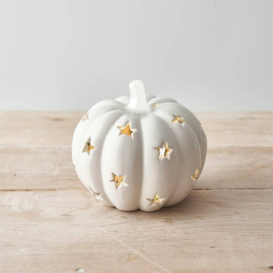 White LED Ceramic Pumpkin